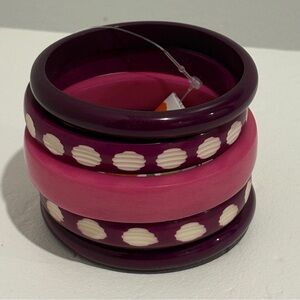 Set of 5 Eco-Friendly Resin Bangles – Pink & Purple Tones – Fair Trade from Indi